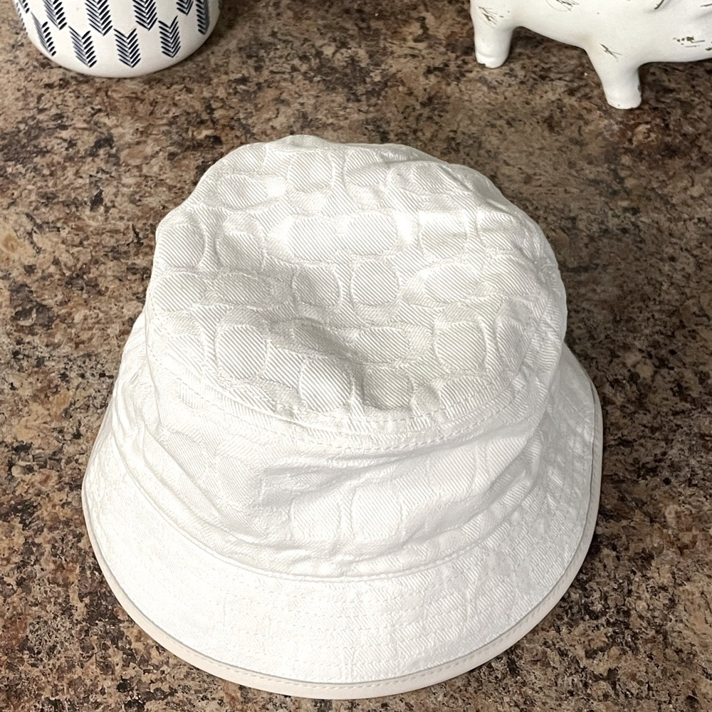 Coach White Textured Bucket Hat